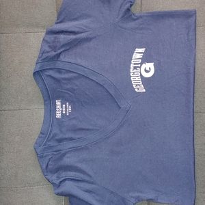Georgetown University Fitted Navy Blue V-Neck Tee Medium